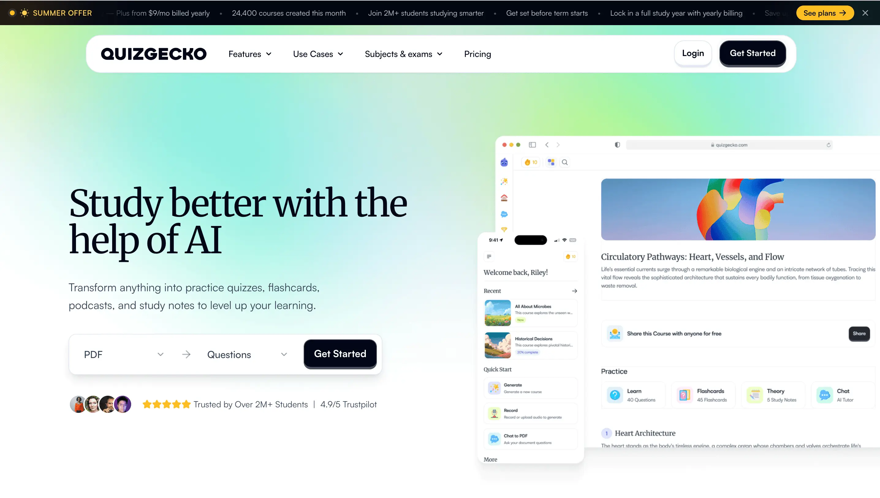 Quizgecko AI quiz and study material generator