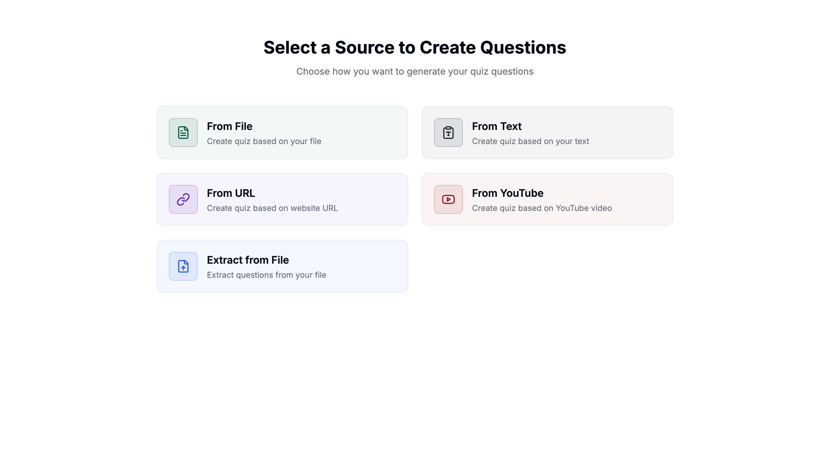 QuizRise exam creation screen for preparing teacher-reviewed questions