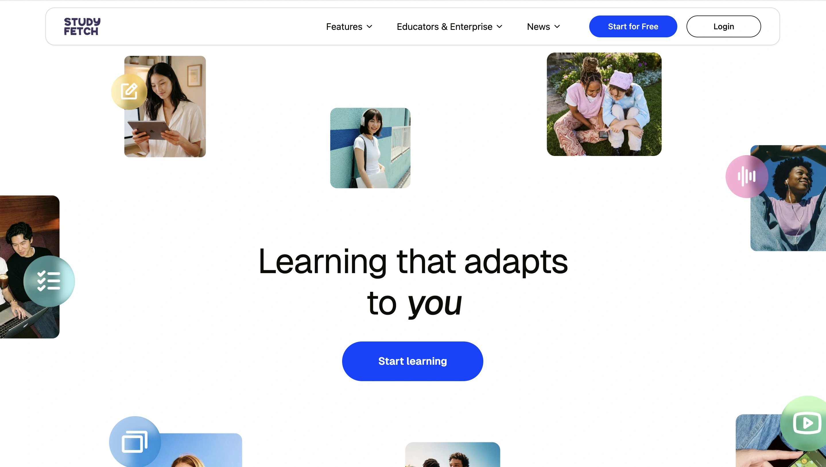 StudyFetch AI study platform homepage